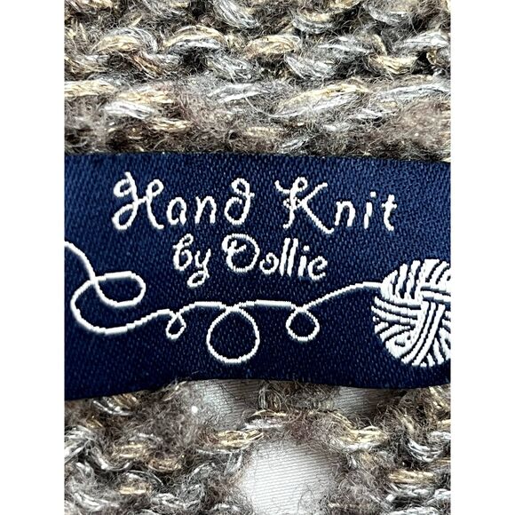 Anthropologie Hand Knit by Dollie Wool Blend Y2K Brown Sweater Knit Collar sz M - Picture 8 of 12